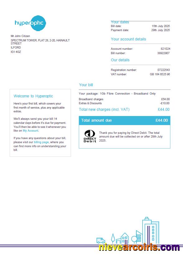 Slovakia Hyperoptic utility bill